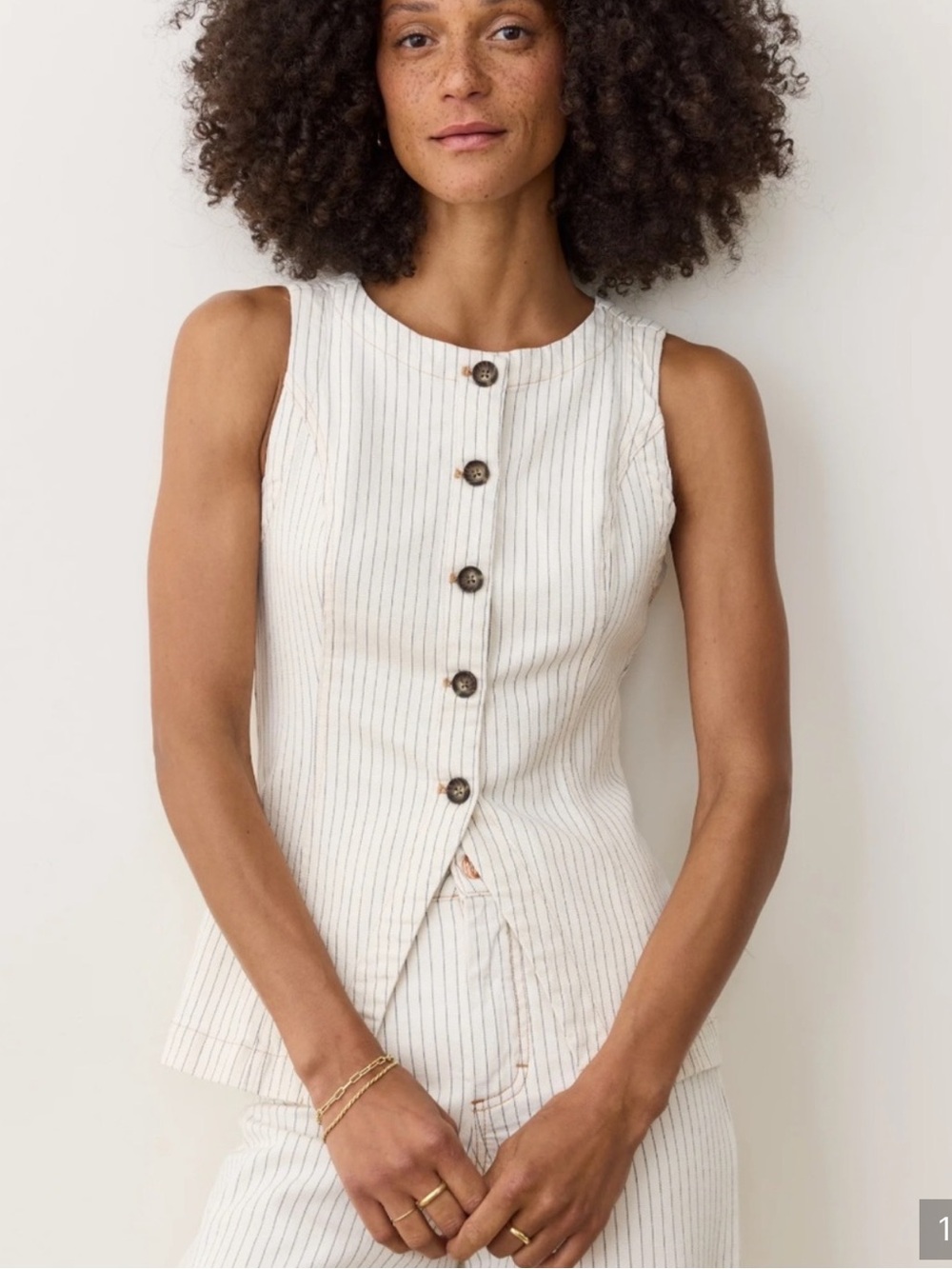 Marine Layer Charlie Longline
Vest in Ticking Stripe